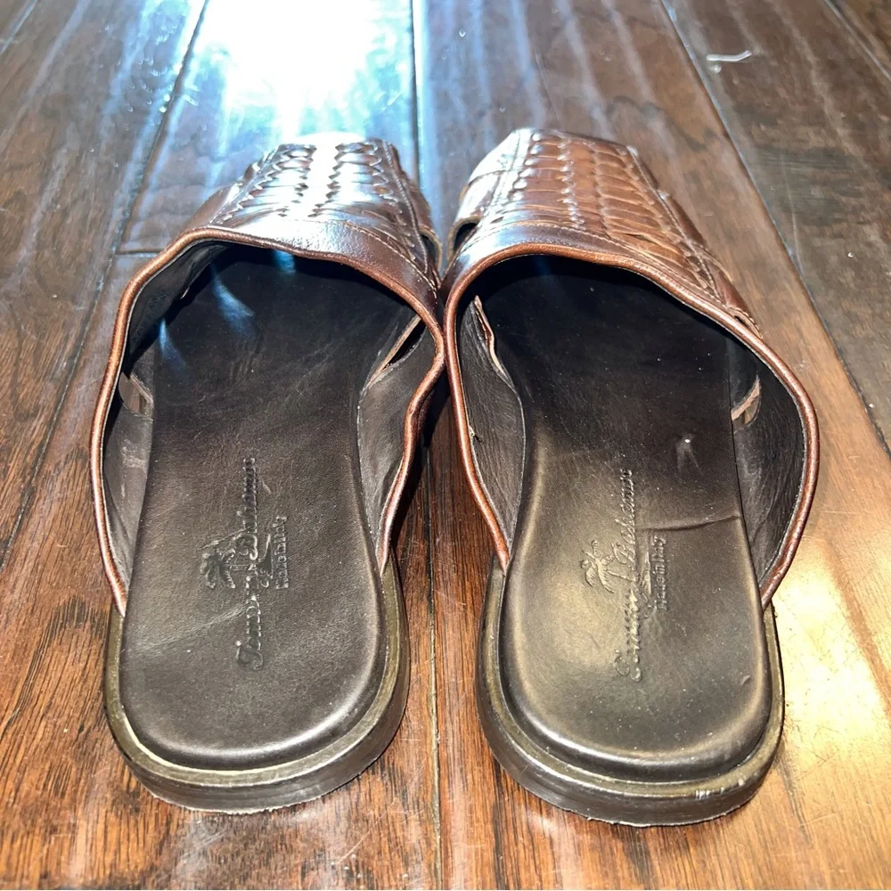 Tommy Bahama Men's Brown Leather Slide Sandals